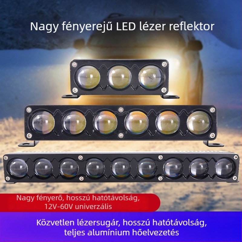 Autó LED lézeres spotlámpa, ködfénnyel az első hűtőmaszkon, külső hosszú- és rövidfény-projekció, tetőre szerelt
