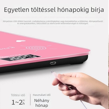 Elemes elektronikus mérleg, háztartásban használható, kompakt, aranyos szív alakú digitális mérleg felnőtteknek, pontos testsúly- és testösszetétel-mérés (testzsír, kalória, nedvesség), mini