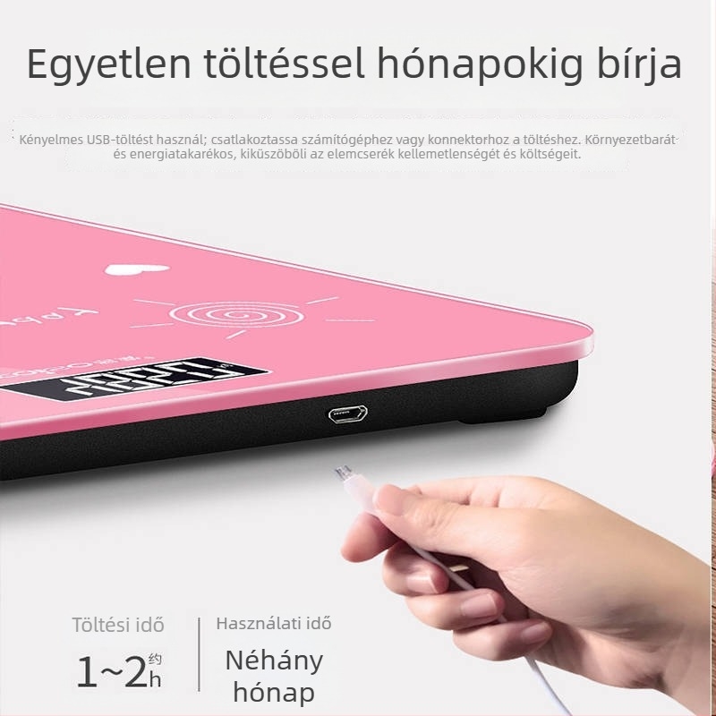 Elemes elektronikus mérleg, háztartásban használható, kompakt, aranyos szív alakú digitális mérleg felnőtteknek, pontos testsúly- és testösszetétel-mérés (testzsír, kalória, nedvesség), mini