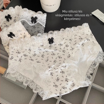 Monet-stílusú apró virágos alsónemű lányoknak, alacsony derékkal, légáteresztő, csipkés szegéllyel, új modell