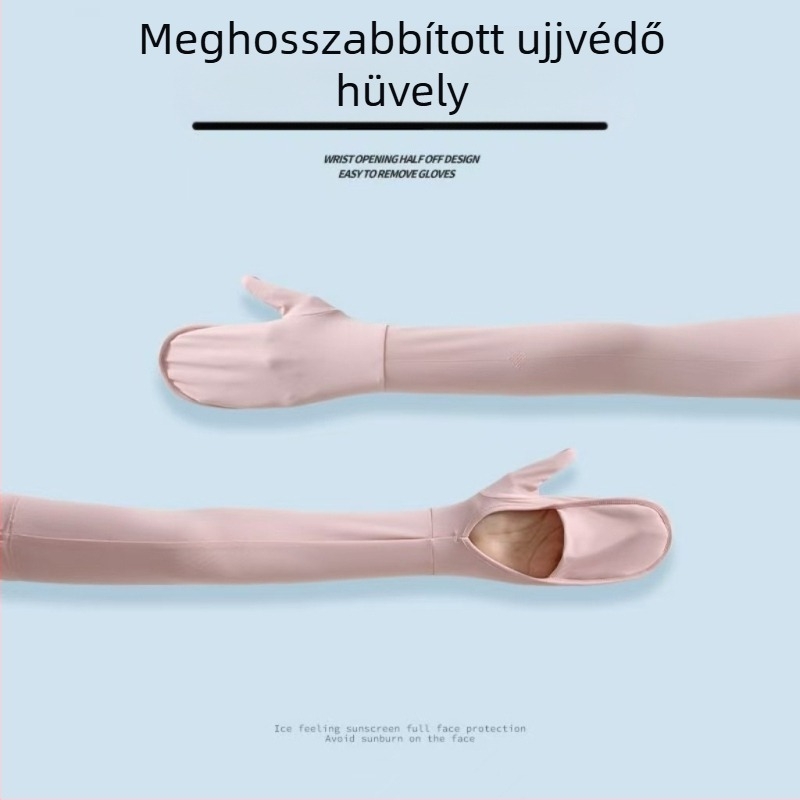 Női UV-védett Ice Silk hosszú ujjú kézvédő, teljes ujjfedéssel, vezetéshez és kerékpározáshoz