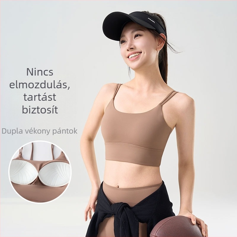Női egy darabos fitnesz mellény nyitott hátsóval jóga számára, dupla vállpántokkal, ütéscsillapító külső sportos fehérnemű