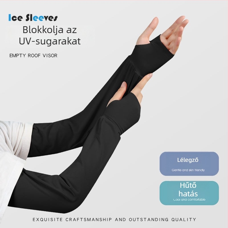 Női UV-védett hosszú ice silk ujjú kerékpározáshoz kültéren, egyszínű, minimalist stílus