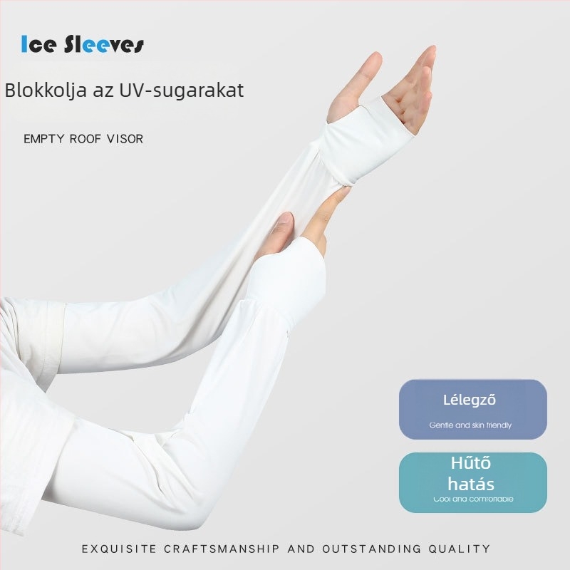 Női UV-védett hosszú ice silk ujjú kerékpározáshoz kültéren, egyszínű, minimalist stílus