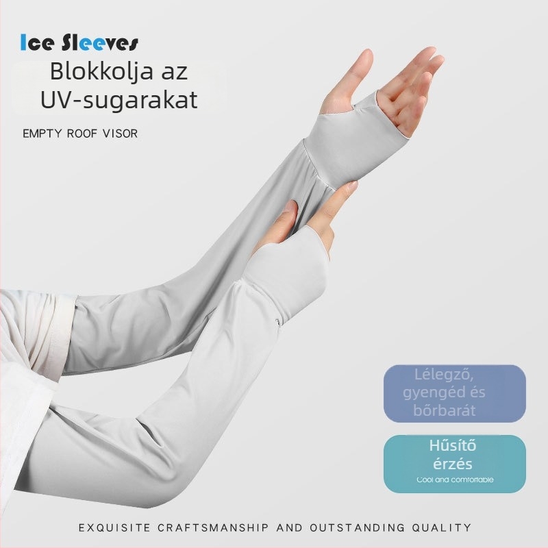 Női UV-védett hosszú ice silk ujjú kerékpározáshoz kültéren, egyszínű, minimalist stílus