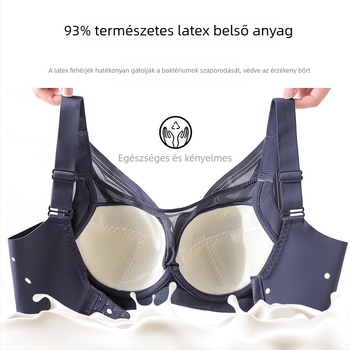 Plusz méretű latex Push-Up melltartó fémkerettel, ultra vékony, teljes kosár, nők számára, amely optikailag kisebbnek mutatja a melleket