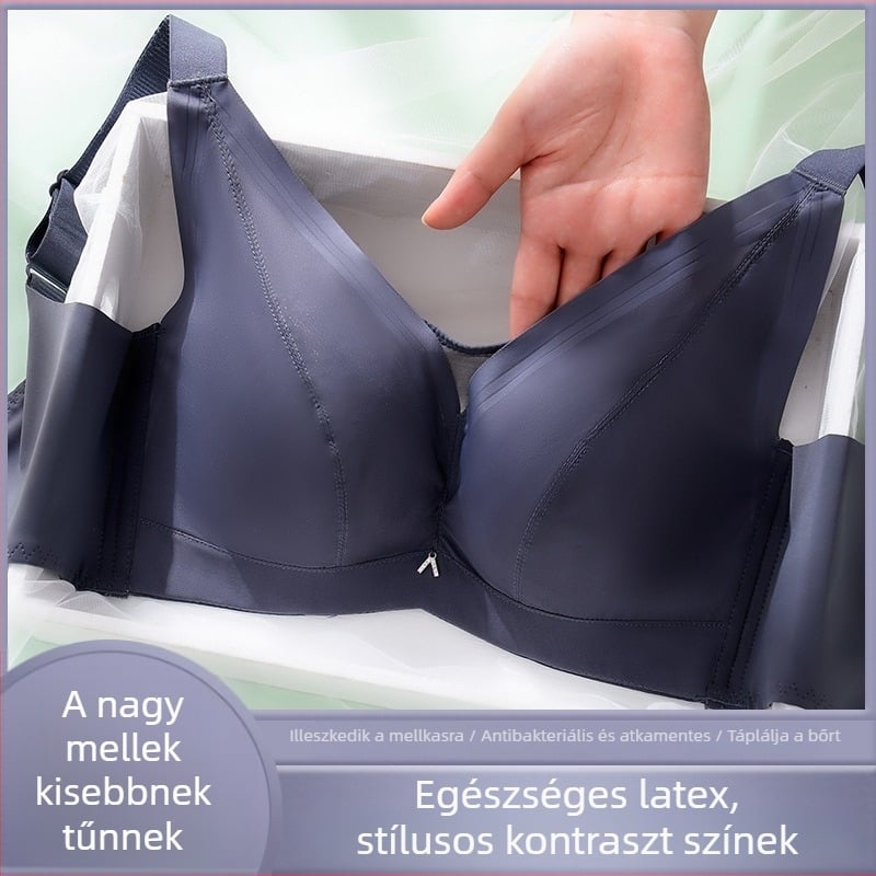 Plusz méretű latex Push-Up melltartó fémkerettel, ultra vékony, teljes kosár, nők számára, amely optikailag kisebbnek mutatja a melleket