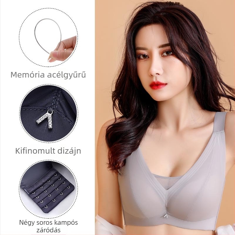 Plusz méretű latex Push-Up melltartó fémkerettel, ultra vékony, teljes kosár, nők számára, amely optikailag kisebbnek mutatja a melleket