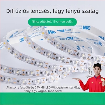LED lineáris fénycsík diffúz optikai visszaverődéssel, 24V, önragasztó, mennyezeti lámpatestekhez lencsével