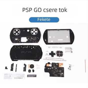 PSP Go ház csere teljes gombkészlettel, csavarokkal, kiegészítőkkel és matricákkal
