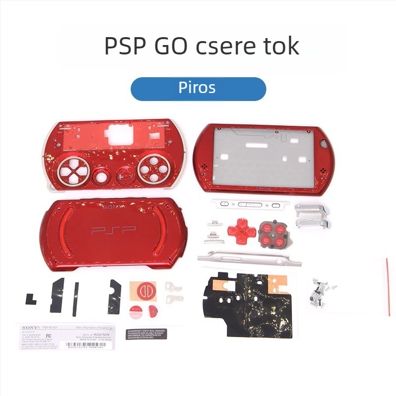 PSP Go ház csere teljes gombkészlettel, csavarokkal, kiegészítőkkel és matricákkal