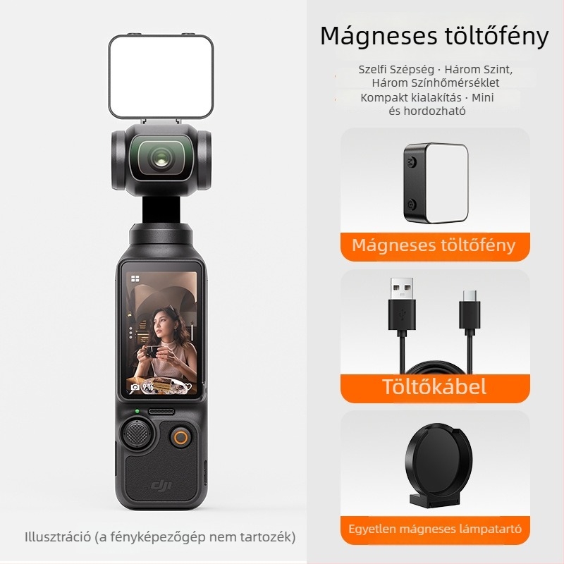 Mágneses zseblámpa DJI Pocket 3-hoz – hordozható vlog világítás akciókamerahoz