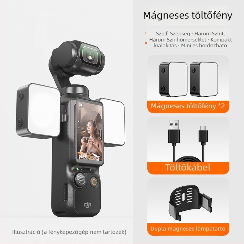 Mágneses zseblámpa DJI Pocket 3-hoz – hordozható vlog világítás akciókamerahoz
