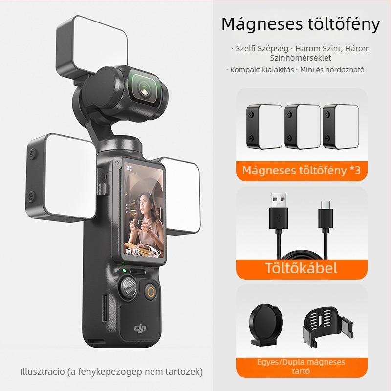 Mágneses zseblámpa DJI Pocket 3-hoz – hordozható vlog világítás akciókamerahoz