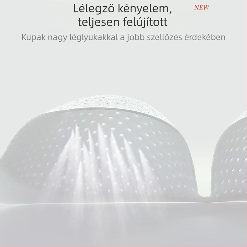 Vezeték nélküli, ultra vékony, váll nélküli melltartó perforált C kosárral, állítható, antibakteriális selyem anyagból