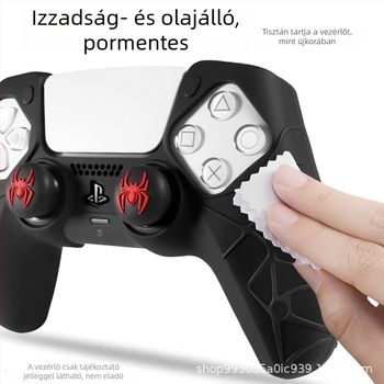 PS5 kontrollerhez szilikon védőtok – teljes lefedettség, puha héj, pók mintázat, csúszásmentes