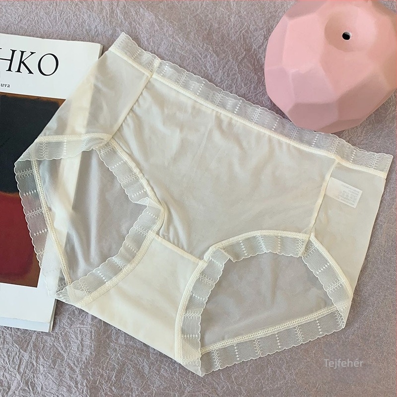 Ice Silk női alsónemű, ultra vékony, antibakteriális pamut szegéllyel, lélegző csipkés szegély, nagy méret, gyors száradás