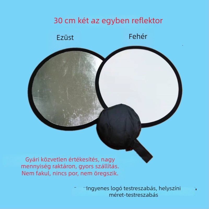 Öt-in-egy összecsukható reflektor fotózáshoz, méretek 60/80/110 cm, arany, ezüst, fehér, fekete, lágy fény diffúziós panellel.