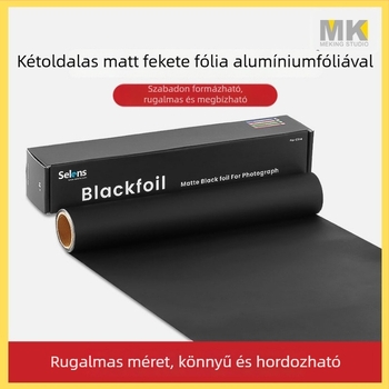 Fekete fotóháttér papír alumíniumfóliával, fényelnyelő szövettel a fény kontrolljáért