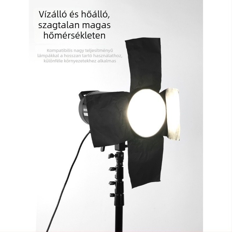 Fekete fotóháttér papír alumíniumfóliával, fényelnyelő szövettel a fény kontrolljáért