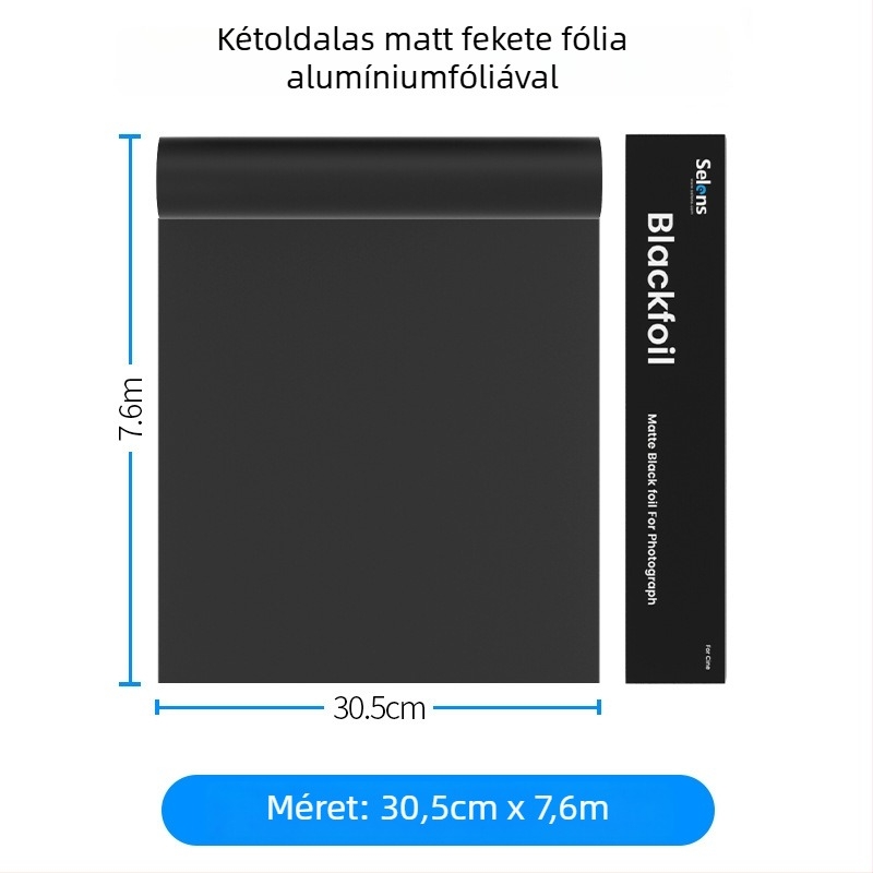 Fekete fotóháttér papír alumíniumfóliával, fényelnyelő szövettel a fény kontrolljáért