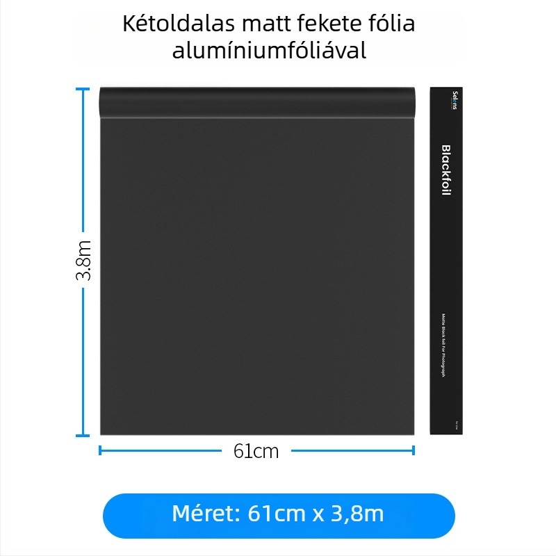 Fekete fotóháttér papír alumíniumfóliával, fényelnyelő szövettel a fény kontrolljáért