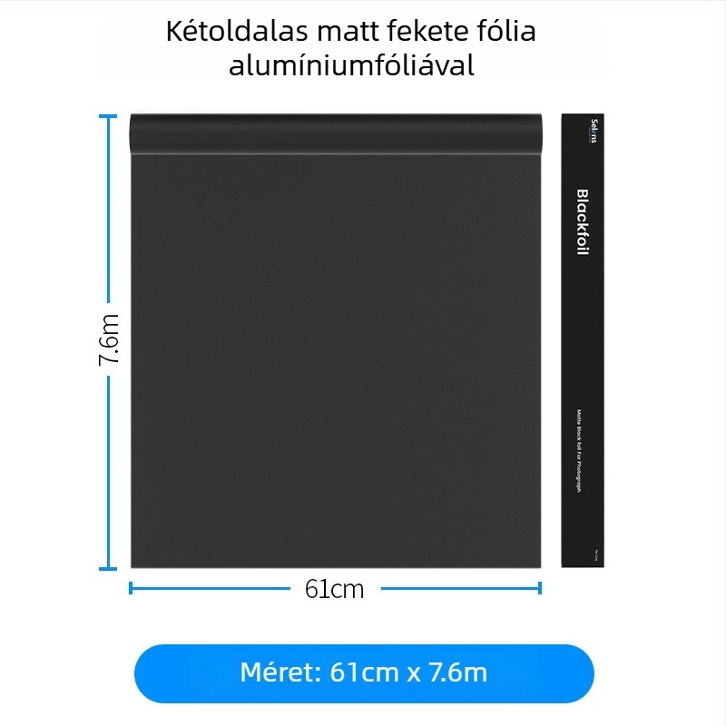 Fekete fotóháttér papír alumíniumfóliával, fényelnyelő szövettel a fény kontrolljáért