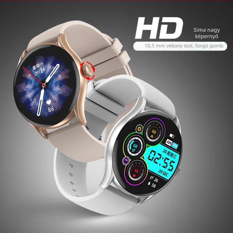 AW19 okosóra egészségkövetéssel, Bluetooth-hívásokkal, hosszú üzemidővel, szilikon szíjjal