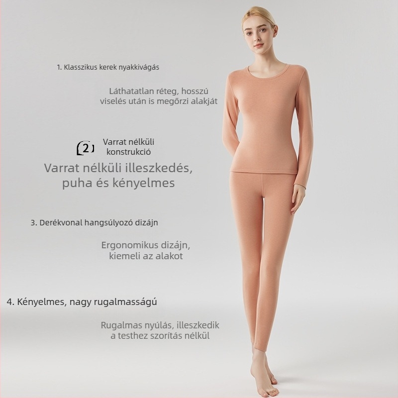 Derong termikus alsóruha készlet, antibakteriális, fleece-béléssel, vastított, őszi-téli, uniszex, varrat nélküli, fűtött gallér, felső és alsó