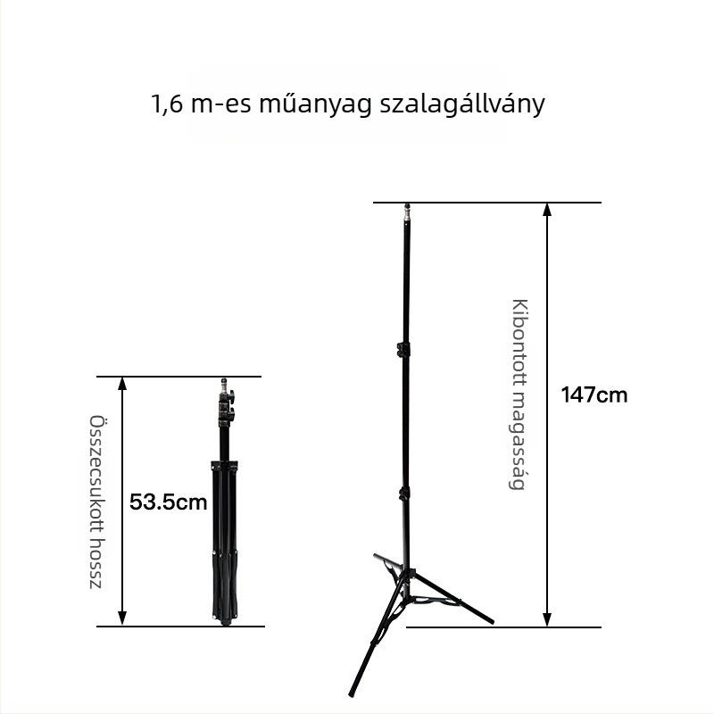 2,1 m-es mobil élő közvetítés állvány padlón álló háromlábú, fotófény és hőmérő