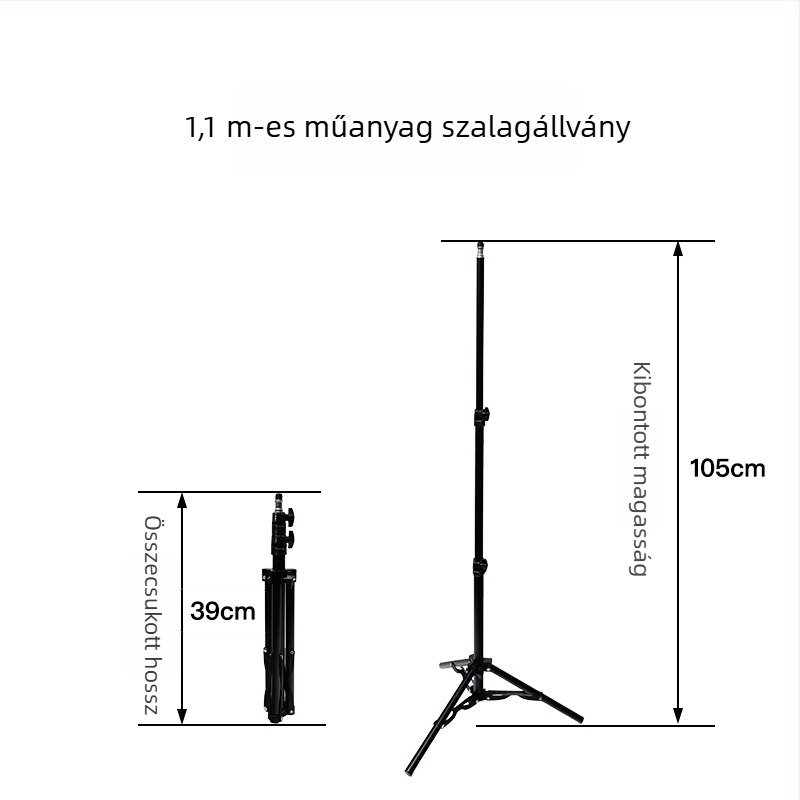 2,1 m-es mobil élő közvetítés állvány padlón álló háromlábú, fotófény és hőmérő