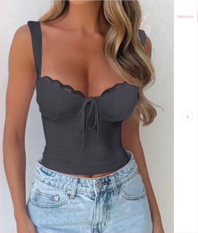 Y2K szexi pántos felső nőknek, egyszínű nyári csipkés crop top, testhezálló fazon, 2026 divat