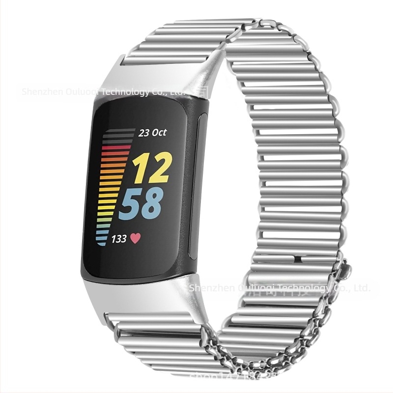 Rozsdamentes acél karkötő Fitbit Charge 5 és Charge 6-hoz Mountain Loop Slingshot csattal, 18 mm