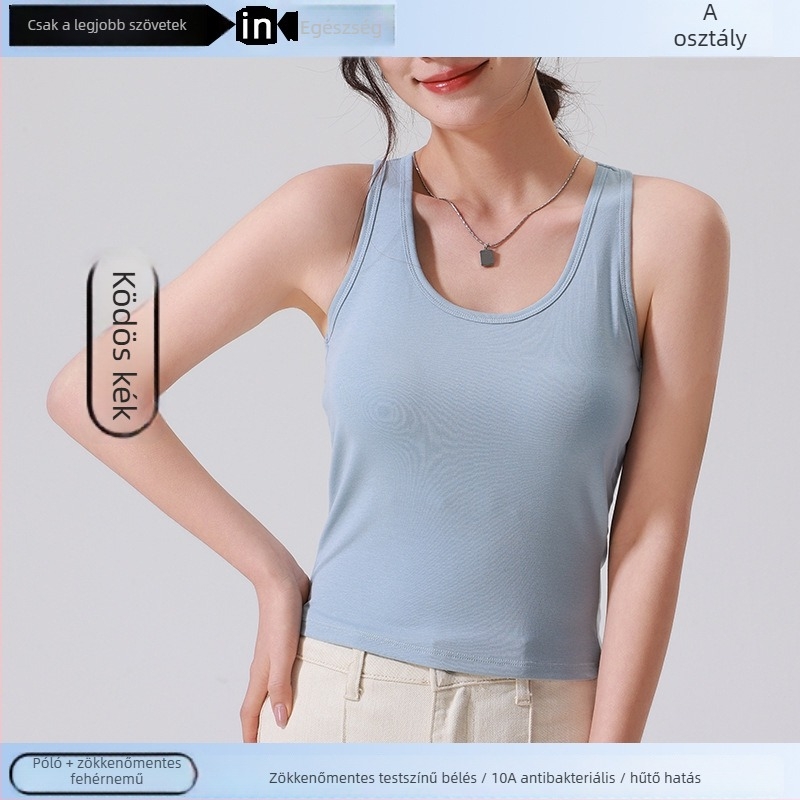 tavasz-nyári pamut-tencel keverék, lágy érintés, racerback, beépített half-Cup mellrész, szűk szabású topp rétegzéshez vagy önálló viselethez