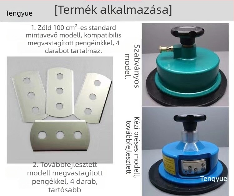 Textília mintavételi penge, korong mintavételi penge, háromlyukú penge, gravírozó korong penge, tömegmérő eszköz penge