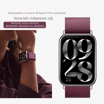 Kona bőr mágneses szíj Xiaomi Mi Band 9 Pro és 8 Pro, NFC, uniszex, sportos stílus