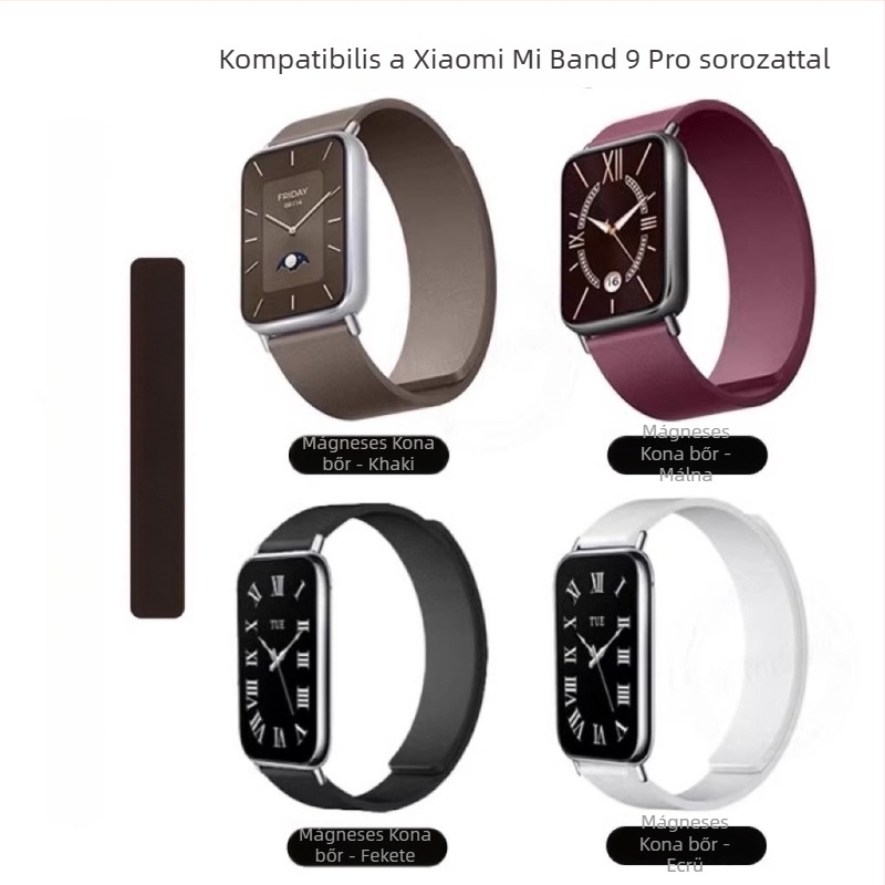 Kona bőr mágneses szíj Xiaomi Mi Band 9 Pro és 8 Pro, NFC, uniszex, sportos stílus