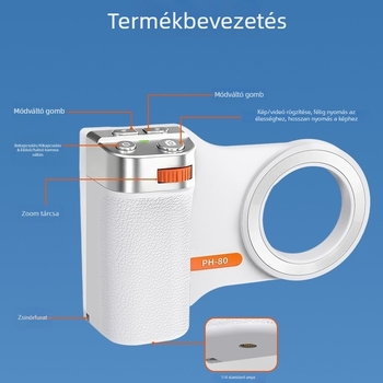 PH80 függőleges felvételi fogantyú mágneses objektív adapterrel és Bluetooth távirányítós stabilizátor