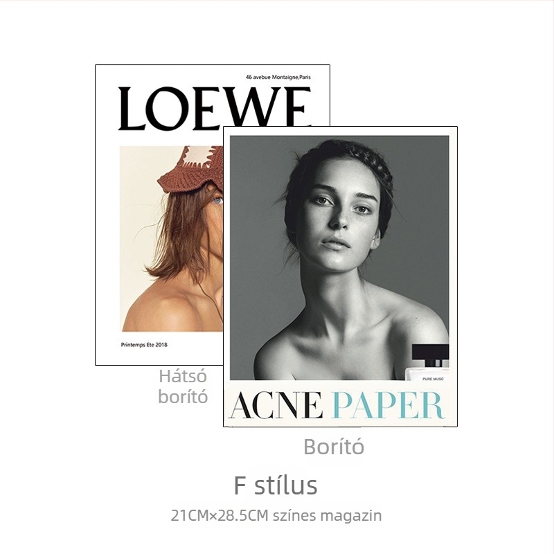 Magazin-stílusú fotó kellék, háttérpapír divatfotózáshoz, teljes színű album-stílus, méret 21×28,5 cm, kézben tartható utcai fotózáshoz