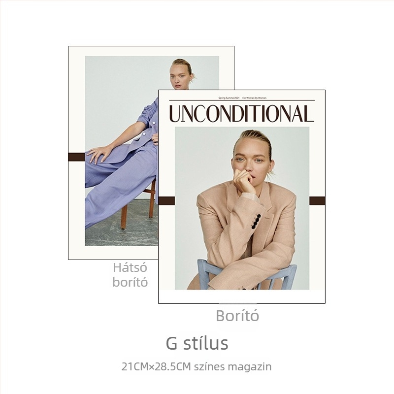 Magazin-stílusú fotó kellék, háttérpapír divatfotózáshoz, teljes színű album-stílus, méret 21×28,5 cm, kézben tartható utcai fotózáshoz