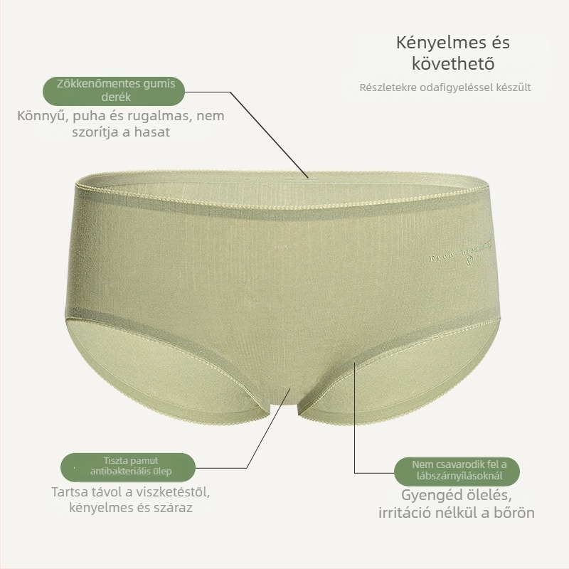 Női pamut alsónadrág középmagas derekú, légáteresztő, nagy méret, nyárra könnyű.