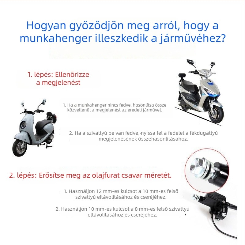 Elektromos motorkerékpár tárcsafék pumpa – univerzális módosítás, 8 mm-es tömlőcsatlakozó, 10 mm-es alumíniumötvözet, érzékeny kioldó kapcsoló