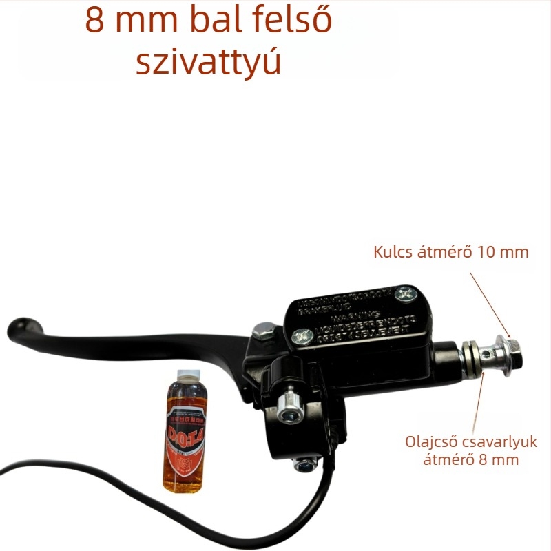 Elektromos motorkerékpár tárcsafék pumpa – univerzális módosítás, 8 mm-es tömlőcsatlakozó, 10 mm-es alumíniumötvözet, érzékeny kioldó kapcsoló