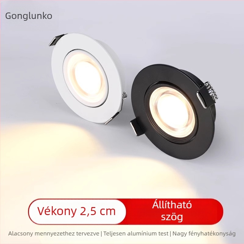 Palace Lunko 2026 ultra vékony beépített LED mennyezeti lámpa, anti-glare, állítható szögű, domb alakú spot