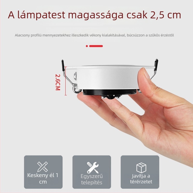 Palace Lunko 2026 ultra vékony beépített LED mennyezeti lámpa, anti-glare, állítható szögű, domb alakú spot