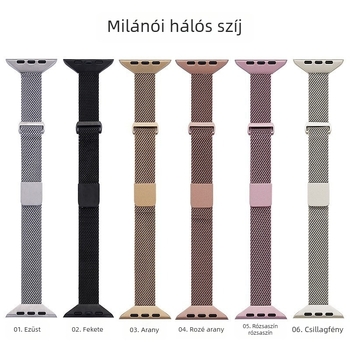 Vékony Milanese mágneses csuklópánt Apple Watchhoz – kompatibilis az 1–11, Ultra 1–3 és SE 3 sorozatokkal