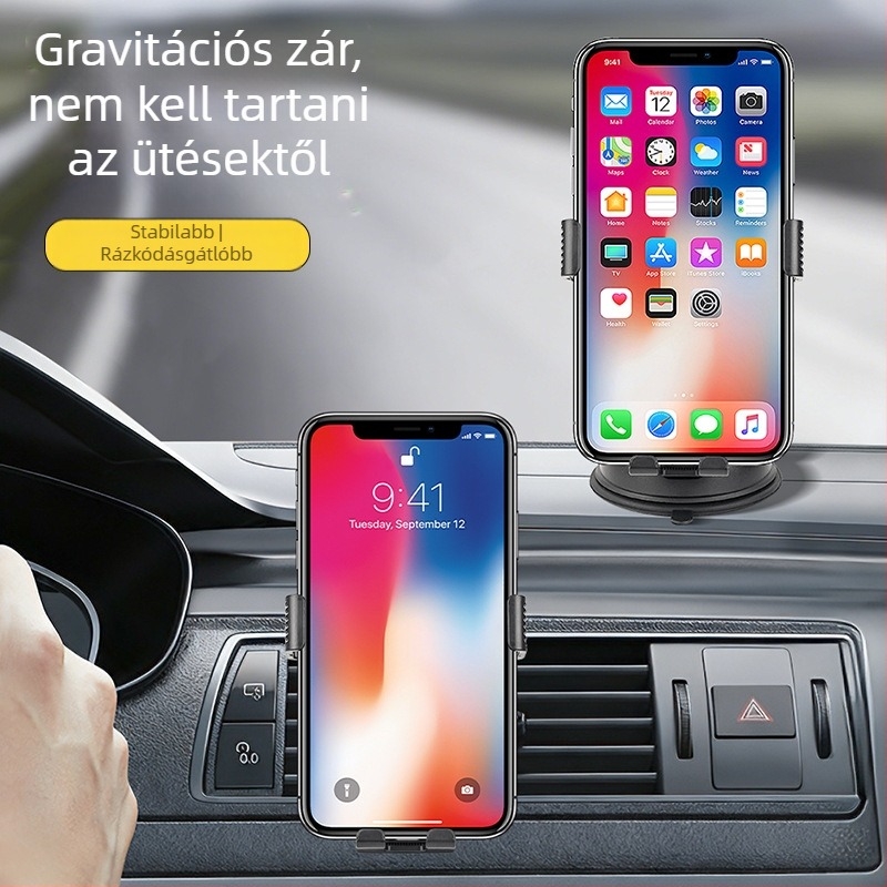 Universális autós telefontartó vákuumos rögzítéssel, teleszkópos kar és 360°-os forgással a műszerfalon vagy a szellőzőn