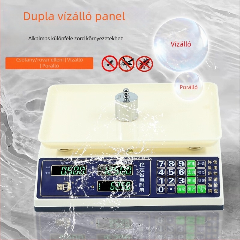 Xinyue 30 kg-os vízálló kereskedelmi elektronikus mérleg gyümölcsök és zöldségek számára, hordozható