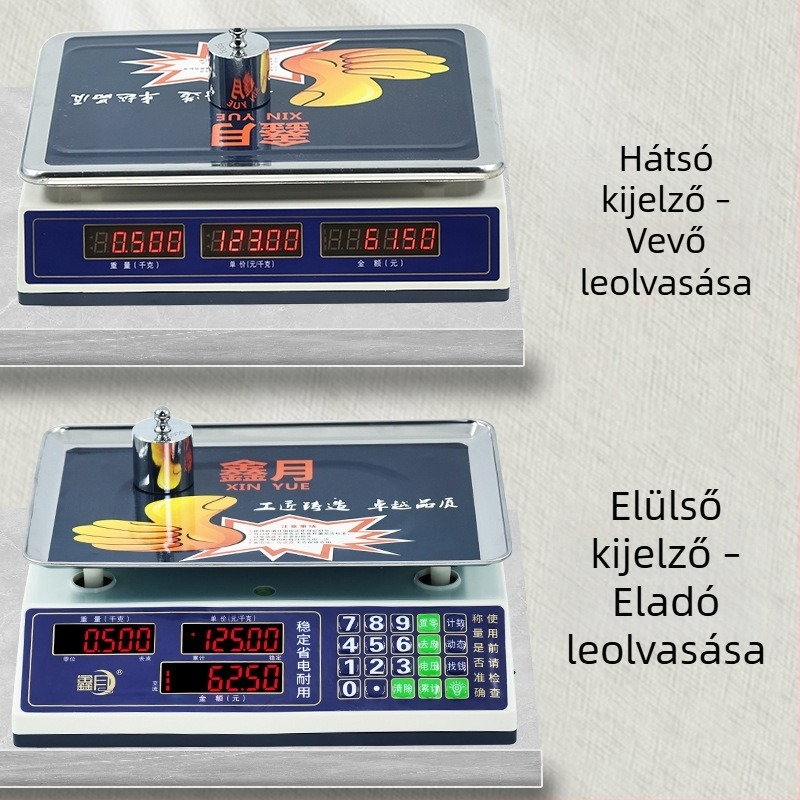 Xinyue 30 kg-os vízálló kereskedelmi elektronikus mérleg gyümölcsök és zöldségek számára, hordozható