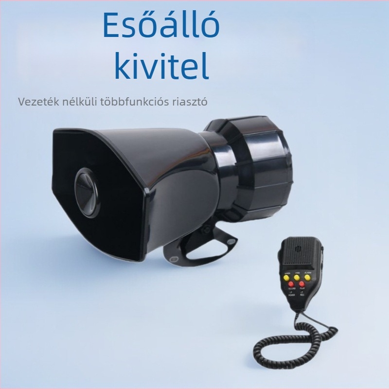 7-tónusú autós sziréna kürt, esőálló kivitel, távirányítós hangszóró